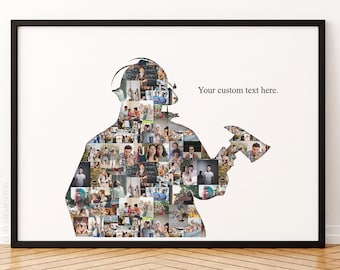 Firefighter Fireman Gift, Personalized Firemen Photo Collage, Fireman Dad Father&#39;s Day Gift from Kids, Firefighter Gifts for Him Men Picture