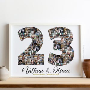 Regalo de aniversario de 23 años para él y ella, tarjeta de regalo de aniversario de bodas número 23 para parejas, imagen svg, regalo de aniversario número 23 para esposo y esposa