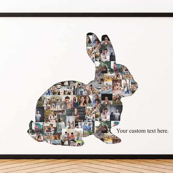 Rabbit Bunny Photo Collage, Personalized Bunny Owners Gift, Bunny Mom Gift, Bunny Memorial Gift, Rabbit Owner Photo Gift, Pet Rabbit Bunny