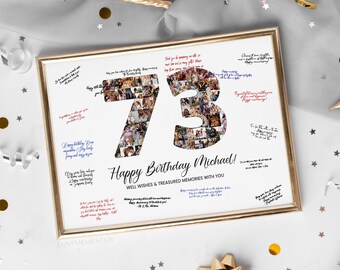 73rd Birthday Decoration Guest Book Sign, 73rd Birthday Gift Men Women, 73rd Birthday Party Invitation Poster, 73rd Birthday Card Him Her