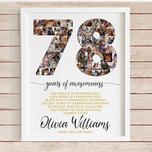 78. Geburtstag Geschenk Foto Collage Countdown, 78. Geburtstag Geschenk für sie Ihn, 78. Geburtstag Karte laden Plakat ein