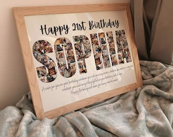 Personalized 21st Birthday Gift Men Women, 21st Birthday Name Collage, 21st Birthday Party Decors Invitation, 21st Birthday Gift for Him Her