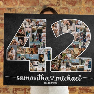 42e verjaardagscadeau voor man en vrouw, 42 jaar huwelijkscadeau voor hem, haar ouders, paren, 42 jaar getrouwd, gepersonaliseerde collage