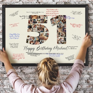 51st Birthday Decoration Guest Book Sign, 51st Birthday Gift Men Women, 51st Birthday Party Invitation Poster, 51st Birthday Card Him Her