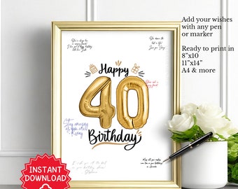 40. Geburtstag Party Dekoration, 40. Geburtstag Geschenk für Frauen, 40 Jahre alt Geschenk für Männer, Alternatives Gästebuch Schild zum 40