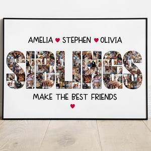 Geschenk für Geschwister, Geschwister-Foto-Collage, Geschenk für Geschwister vom mittleren Kind, Geschenk nach dem Bestehen der Mutter, Geschenk für Schwestern und Brüder Bild