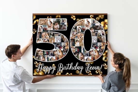 50. Geburtstag Geschenk für Frauen, 50. Geburtstag Geschenk für Männer, 50. Geburtstag Dekoration Einladung Poster, 50 Jahre alt Personalisierte Collage 50
