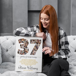 37th Birthday Gift Photo Collage Countdown, 37 reasons why we love you, 37th birthday gift for her him, 37th birthday card invite poster