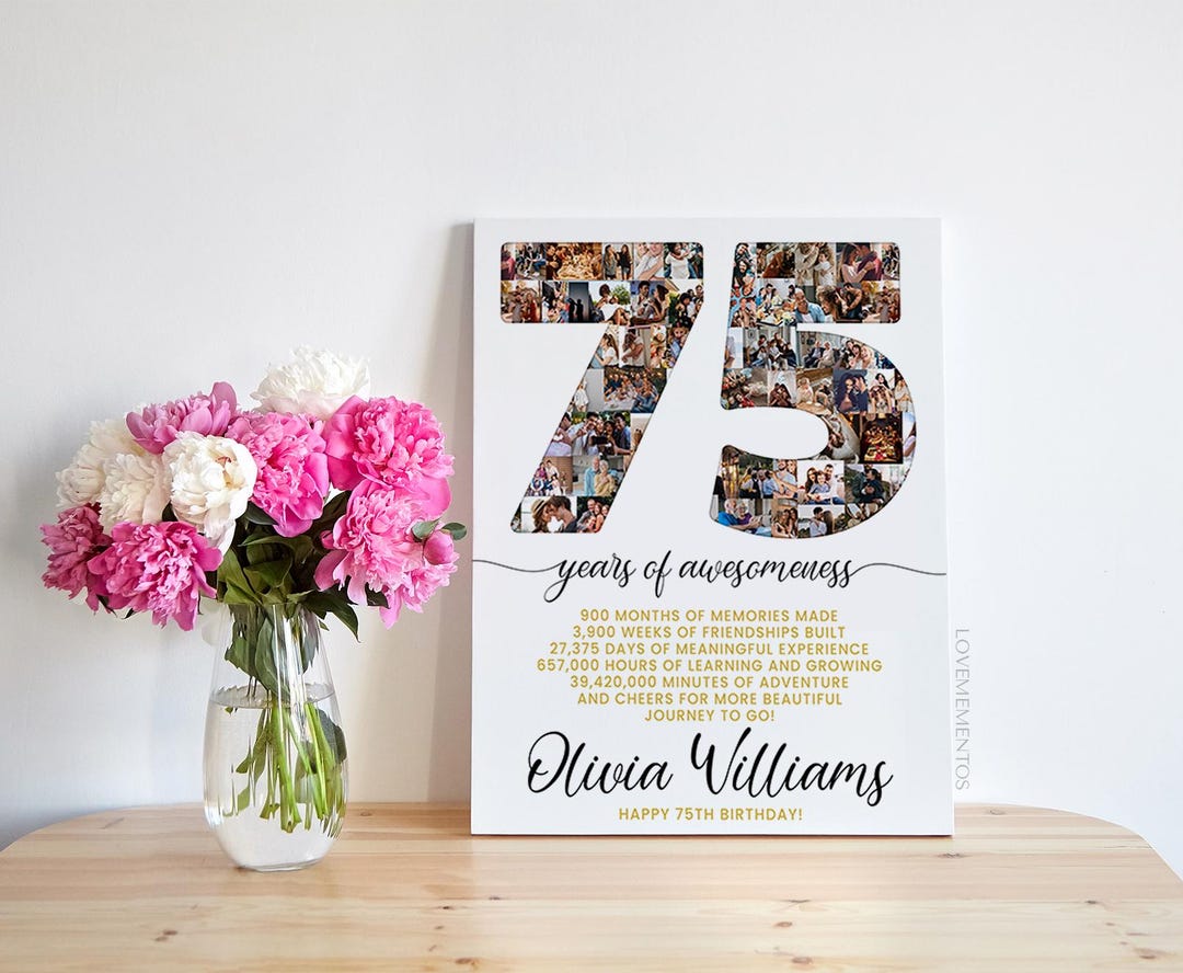 75th Birthday Gift Photo Collage Countdown, 75 Reasons Why We Love You ...
