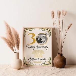 30th Anniversary Gift for Couples, 30 Years Wedding Anniversary Party Decorations Picture Frame, 30 Years married, Pearl Anniversary Gift