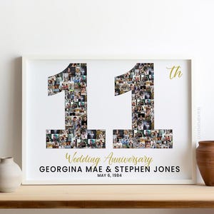 Regalo de aniversario de 11 años para él y ella, tarjeta de regalo de aniversario de bodas número 11 para parejas, imagen svg, regalo de aniversario número 11 para esposo y esposa
