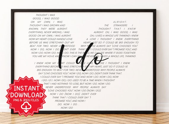Buy I Do by Aloe Blacc Song Lyrics Wall Art, Printable Song, Wedding Song,  First Dance, Love Song, Couples Gift, Anniversary, Valentines Gift Online  in India - Etsy