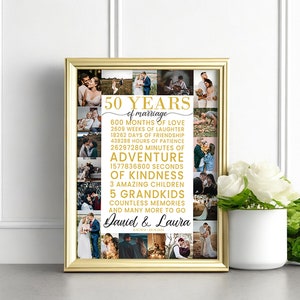 50th wedding anniversary decorations, Parents Golden Wedding Anniversary Surprise Gift, 50th anniversary frame gift for couples, 50 years
