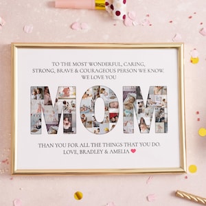 Regalo de San Valentín para mamá, regalo de San Valentín para mamá de parte de hija, hijo, bebé y niños, tarjeta de San Valentín para mamá, collage de fotos para mamá, San Valentín imprimible