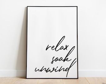 Relax Soak Unwind, Funny Bathroom Prints, Bathroom Sign Set of 3 Wall Prints Printable, Washroom Decor, Bathroom Quotes, Bathroom Signs Art