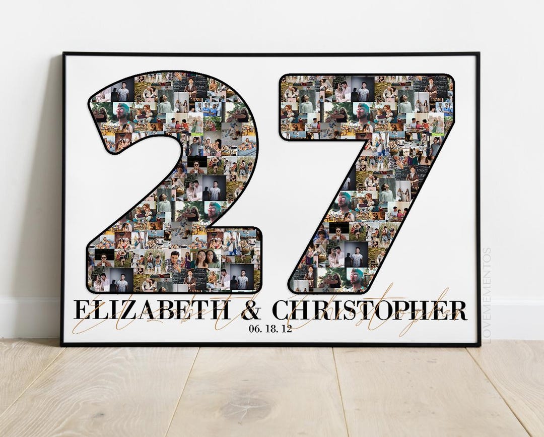 27 Years Anniversary Gift for Him Her, 27th Wedding Anniversary Card ...