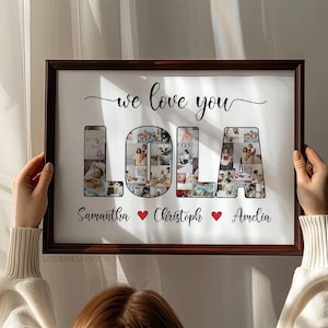 Cadeau Lola Saint-Valentin de petits-enfants, collage photo Lola, petits-enfants petite-fille petit-fils cadeau pour la Saint-Valentin grand-mère, photo Lola