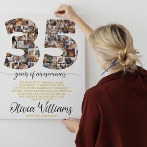 35th Birthday Gift Photo Collage Countdown, 35 reasons why we love you, 35th birthday gift for her him, 35th birthday card invite poster