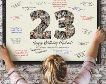 23rd Birthday Decoration Guest Book Sign, 23rd Birthday Gift Men Women, 23rd Birthday Party Invitation Poster, 23rd Birthday Card Him Her