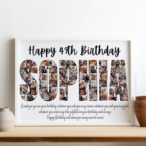 Personalized 49th Birthday Gift Men Women, 49th Birthday Name Collage, 49th Birthday Party Decors Invitation, 49th Birthday Gift for Him Her