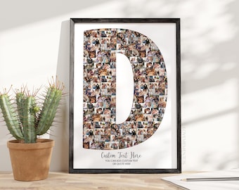 Custom Letter D Photo Collage, Letter D Picture Montage, Letter D Wall Decor, Letter D Wedding Monogram, Personalized Letter D Poster Print