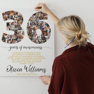 36th Birthday Gift Photo Collage Countdown, 36 reasons why we love you, 36th birthday gift for her him, 36th birthday card invite poster