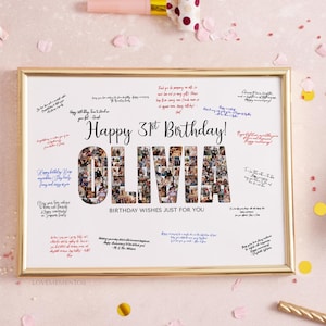 Custom 31st Birthday Guest Sign Name Collage, 31st Birthday Party Decorations, 31st Birthday Banner Theme Invitation, 31 Birthday Man Woman