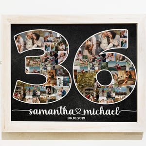 Regalo del 36.° aniversario para esposo y esposa, regalo de bodas de 36 años para él y sus padres, 36 años de casados juntos, collage personalizado