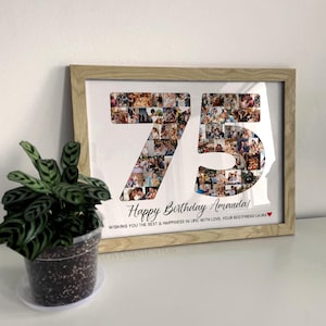 Custom 75th Birthday Gift Photo Collage, 75th Birthday Gift for Men, 75th Birthday Party Decorations Banner Sign Poster, 75th Birthday Women