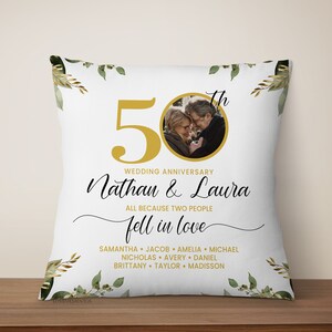 50. Hochzeitstag Geschenk für Eltern, Mama & Papa 50 Jahre Jubiläum Partydekorationen Ornamente, Kissen zum goldenen Jahrestag Fotogeschenk