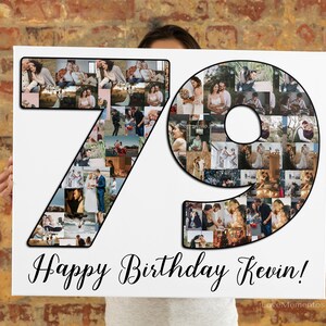 Regalo di compleanno per uomo 79°, regalo di compleanno per donna 79°, decorazioni per compleanno 79°, regalo di collage fotografico personalizzato per lui e lei 79° compleanno