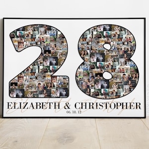 28e verjaardagscadeau voor man en vrouw, 28 jaar huwelijkscadeau hem haar ouders stellen, huwelijk 28 jaar samen, gepersonaliseerde collage