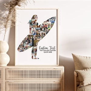 Regalos para chicas surferas, póster de collage de fotos de mujeres surferas, mamá surfista, novia surfista, cumpleaños de hermana surfista, Día de la Madre, decoración con estampados de surf