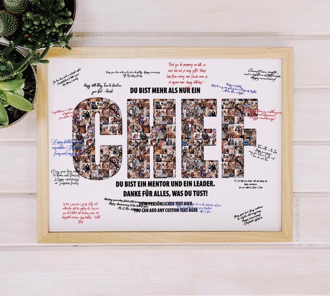 Chef Foto Collage, Abschiedsgeschenk Chef Ruhestand, Danke Chef