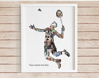 Badminton Gifts, Badminton Coach Gift, Personalized Badminton Player Gifts, Girls Badminton, Boys Badminton, badminton photo collage poster