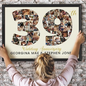 39e verjaardag fotocollage cadeau voor ouders, 39e verjaardag kaart cadeau voor man, 39 jaar cadeau voor vrouw, 39 jaar getrouwd stel