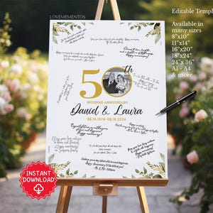 50th Anniversary Guest Book Alternative, Golden Wedding Anniversary Party Decoration, 50th Anniversary Keepsake for Couples Parents, Sign
