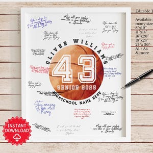 Basketball Senior Gift, Basketball Jersey Number, End of Season Team Gft, Basketball Graduation, Basketball Team Signatures, Basketball Grad