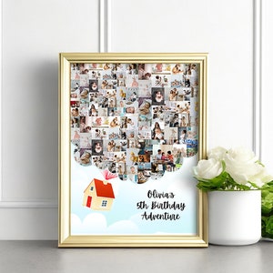 Décoration de 5e anniversaire avec collage photo Disney, 5 ans d'aventures pour enfants, cadeau de 5e anniversaire garçon fille fils et fille, carte d'affiche de 5e anniversaire
