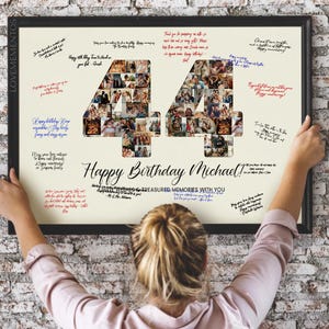 44th Birthday Decoration Guest Book Sign, 44th Birthday Gift Men Women, 44th Birthday Party Invitation Poster, 44th Birthday Card Him Her