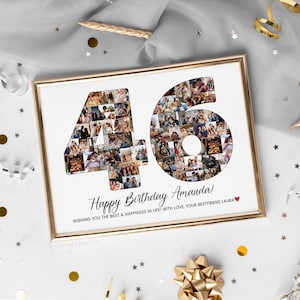 Custom 46th Birthday Gift Photo Collage, 46th Birthday Gift for Men, 46th Birthday Party Decorations Banner Sign Poster, 46th Birthday Women