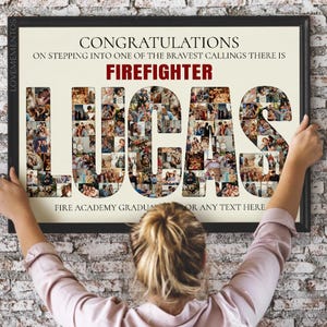 Custom Firefighter Graduation Gift, New Fireman Photo Collage, Firefighter Poster, Fireman graduation, Firefighter Promotion Congratulations