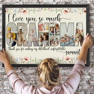 Personalized Grandma Photo Collage, Gift For Grandma, Grandmother Picture Collage, Grandma Gift from Grandkids, Mothers Day Gift for Grandma