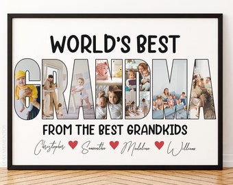 Worlds Best Grandma, Best Grandma Ever, Grandma Gifts from Grandkids, World's greatest Grandma, Birthday Presents for Grandma Photo Collage
