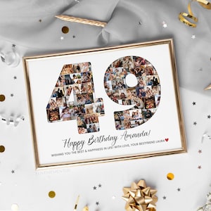 Custom 49th Birthday Gift Photo Collage, 49th Birthday Gift for Men, 49th Birthday Party Decorations Banner Sign Poster, 49th Birthday Women