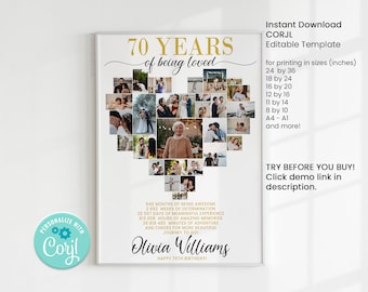 70th Birthday Decorations, 70th Birthday Gift Woman Man, 70th Birthday Party Favors Invitation, 70th Birthday Mom Dad Grandma Grandpa, 70 yr