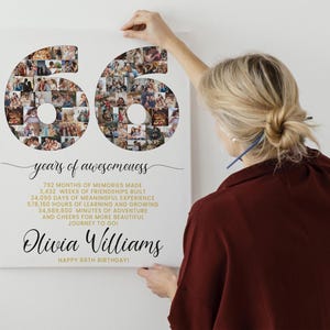 66.Geburtstag Geschenk Foto Collage Countdown, 66 Gründe warum wir dich lieben, Geschenk zum 66.Geburtstag für sie Ihn, Karte zum 66.Geburtstag einladen Poster
