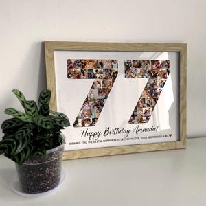Collage de fotos personalizado para regalo de 77.º cumpleaños, regalo de 77.º cumpleaños para hombres, pancarta, cartel y decoración para fiesta de 77.º cumpleaños, regalo de 77.º cumpleaños para mujeres.