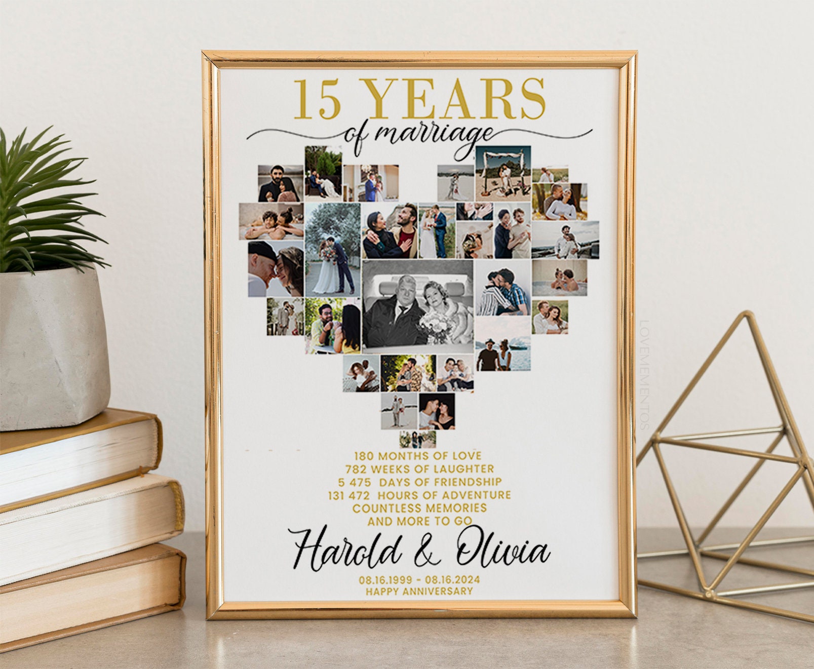 Frame 15th Anniversary Gift For Husband Photo Collage 15 Year