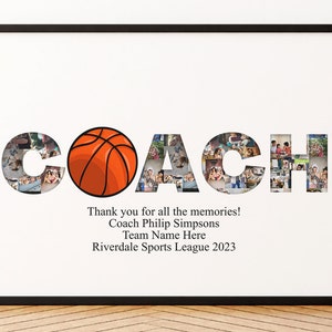 Basketball Coach Gift, Personalized Basketball coach gift from team, Photo Frame Gift for Basketball coach, Womens Basketball, Photo COllage